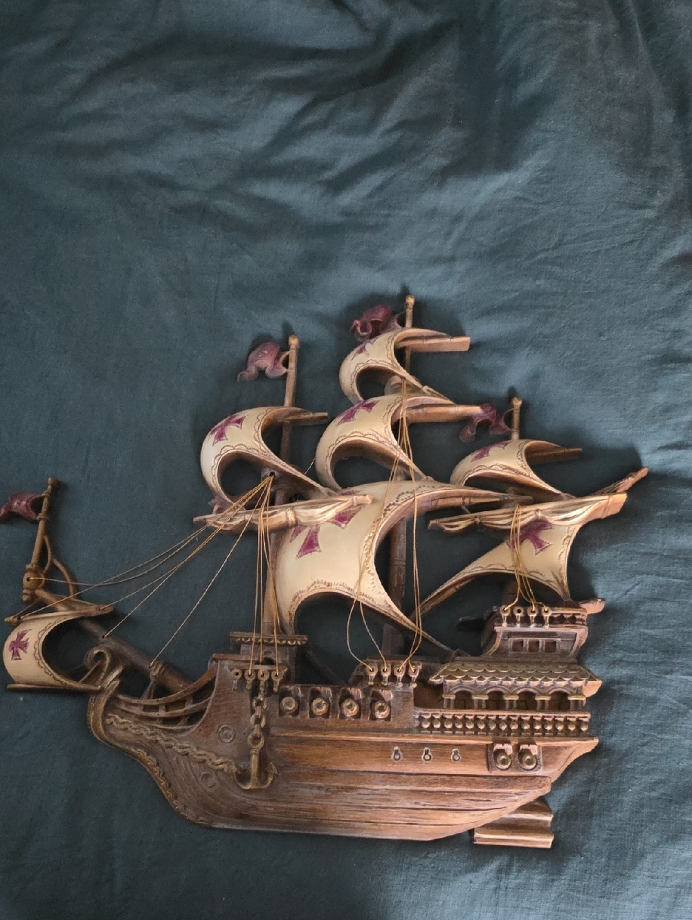 Decorative  Pirate Ship Wall Art in Brown and Cream